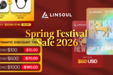 Linsoul Lunar New Year Sale 2026 banner featuring premium headphones and audio gear, celebrating the Year of the Horse with discounts, bundles, and a giveaway.